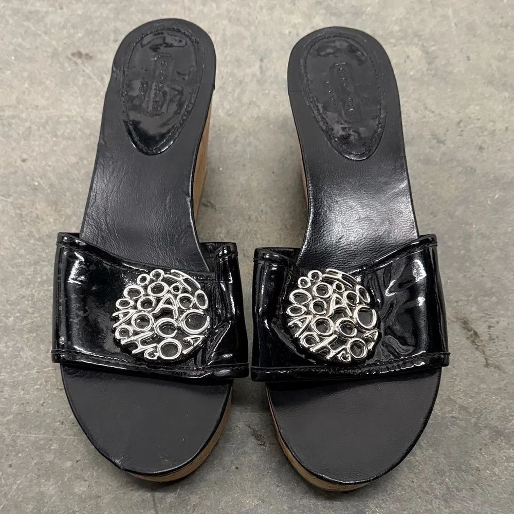 Coach Black Wedges with Silver Accent